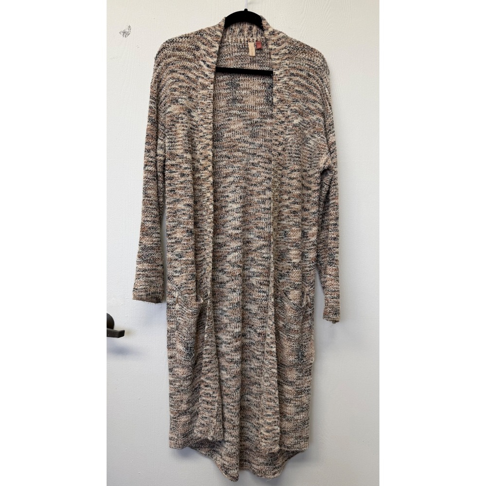 Pilcro and the Letterpress Space Dye Longline Duster Cardigan Sweater Tan S Boho